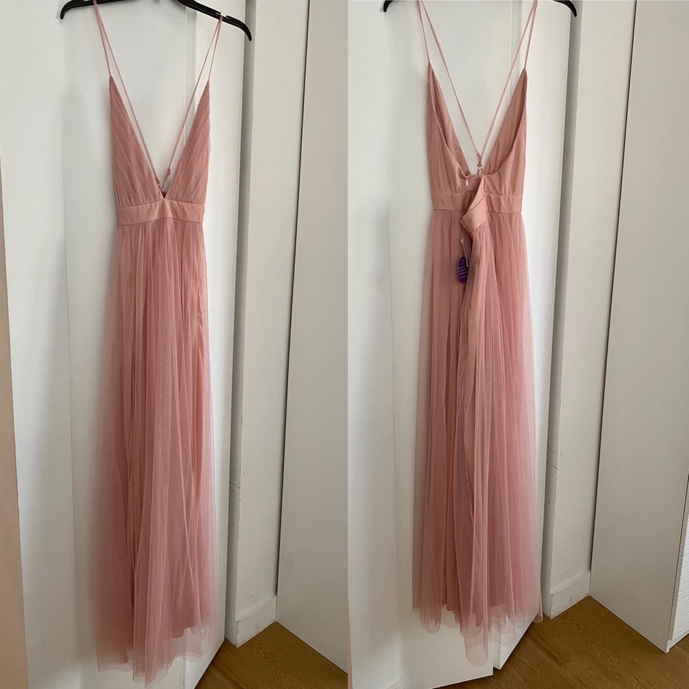 Long Pink Chiffon Dress (High Slit on Both Sides)